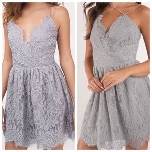 Toni “Emalea” WINE Multi Strap Lace Skater Dress